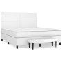 Cama box spring con colchón cuero sintético blanco 160x200 cm