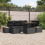 Conjunto de Sofás de Jardín de 7 Piezas con Cojines Negro de Poliratán | Foro24.es | Tu tienda online para hogar, jardín y más Foro24.es