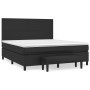 Cama box spring con colchón cuero sintético negro 180x200 cm
