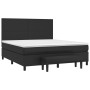 Cama box spring con colchón cuero sintético negro 180x200 cm