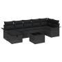 Juego de Sofá de Jardín de 8 Piezas con Cojines de Ratán Poliéster Negro by , Outdoor sofas - Ref: Foro24-3360244, Price: 517...