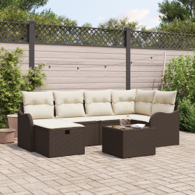 Juego de sofá de jardín de 7 piezas con cojines marrón poliratán by , Outdoor sofas - Ref: Foro24-3360319, Price: 487,29 €, D...
