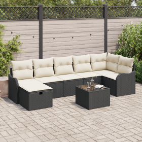Conjunto de sofá de jardín de 8 piezas con cojines ratán poliéster negro by , Outdoor sofas - Ref: Foro24-3360338, Price: 494...