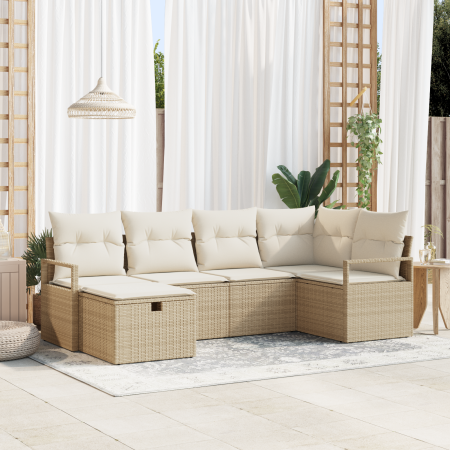 Juego de Sofás de Jardín de 6 Piezas con Cojines Beige Ratán | Foro24.es | Tu tienda online para hogar, jardín y más Foro24.es