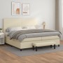 Cama box spring con colchón cuero sintético crema 200x200 cm