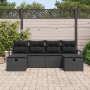 Juego de Sofá de Jardín de 6 Piezas con Cojines Negro de Poliratán von , Outdoor-Sofas - Ref: Foro24-3360554, Preis: 400,16 €...