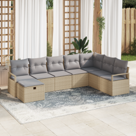 Juego de Sofá de Jardín de 8 Piezas con Cojines Beige Ratán Poliéster by , Outdoor sofas - Ref: Foro24-3360561, Price: 547,20...
