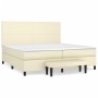 Cama box spring con colchón cuero sintético crema 200x200 cm