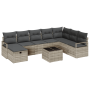 Set de Sofá de Jardín de 9 Piezas con Cojines Gris Claro Poliratán by , Outdoor sofas - Ref: Foro24-3360573, Price: 593,84 €,...