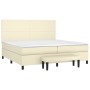 Cama box spring con colchón cuero sintético crema 200x200 cm