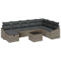 Juego de Sofás de Jardín de 9 Piezas con Cojines Gris Ratán Poliéster by , Outdoor sofas - Ref: Foro24-3360670, Price: 592,03...