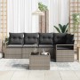Conjunto de sofá de jardín 6 pcs Gris Poliratán