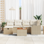 Juego de Sofá de Jardín de 7 Piezas con Cojines Beige Poliratán | Foro24.es | Tu tienda online para hogar, jardín y más Foro24.es