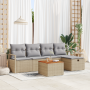 Juego de Sofá de Jardín de 6 Piezas con Cojines Beige Poliratán | Foro24.es | Tu tienda online para hogar, jardín y más Foro24.es