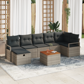 Juego de Sofás de Jardín de 8 Piezas con Cojines Gris Poliratán von , Outdoor-Sofas - Ref: Foro24-3360877, Preis: 513,90 €, R...