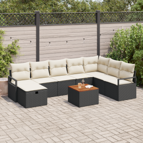 Conjunto de sofá de jardín de 9 piezas con