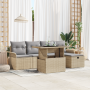 Juego de Sofá de Jardín de 6 Piezas con Cojines Beige de Ratán Sintético | Foro24.es | Tu tienda online para hogar, jardín y más Foro24.es