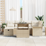 Conjunto de Sofá de Jardín de 7 Piezas con Cojines Beige de Ratán Poliéster | Foro24.es | Tu tienda online para hogar, jardín y más Foro24.es