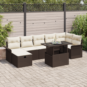 Set de Sofá de Jardín de 8 Piezas con Cojines de
