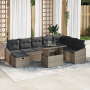 Juego de Sofá de Jardín de 9 Piezas con Cojines Gris Ratán Poliéster von , Outdoor-Sofas - Ref: Foro24-3361188, Preis: 636,07...