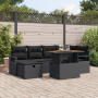 Set de Sofá de Jardín de 7 Piezas con Cojines de Ratán Poliéster Negro | Foro24.es | Tu tienda online para hogar, jardín y más Foro24.es