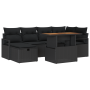Set de Sofá de Jardín de 7 Piezas con Cojines de Ratán Poliéster Negro | Foro24.es | Tu tienda online para hogar, jardín y más Foro24.es