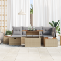 Juego de Sofá de Jardín de 7 Piezas con Cojines Beige de Ratán Polipropileno | Foro24.es | Tu tienda online para hogar, jardín y más Foro24.es