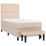 Cama box spring con colchón cuero sintético capuchino 90x190 cm