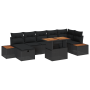Conjunto de Sofá de Jardín de 8 Piezas con Cojines de Ratán Poliéster Negro Acacia by , Outdoor sofas - Ref: Foro24-3361415, ...