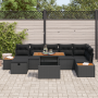 Conjunto de Sofá de Jardín de 8 Piezas con Cojines de Ratán Poliéster Negro Acacia by , Outdoor sofas - Ref: Foro24-3361415, ...