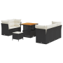 Conjunto de Sofá de Jardín de 8 Piezas con Cojines Ratán Negro Acacia | Foro24.es | Tu tienda online para hogar, jardín y más Foro24.es