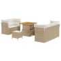 Juego de Sofá de Jardín de 8 Piezas con Cojines Beige de Ratán Poliéster Acacia | Foro24.es | Tu tienda online para hogar, jardín y más Foro24.es