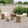 Juego de Sofá de Jardín de 8 Piezas con Cojines Beige de Ratán Poliéster Acacia | Foro24.es | Tu tienda online para hogar, jardín y más Foro24.es
