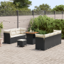 Juego de sofá de jardín de 10 piezas con cojines negro de ratán sintético y Acacia | Foro24.es | Tu tienda online para hogar, jardín y más Foro24.es