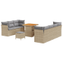 Juego de Sofá de Jardín de 10 Piezas con Cojines de Ratán Poliéster Beige Acacia | Foro24.es | Tu tienda online para hogar, jardín y más Foro24.es