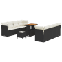 Set de Sofá de Jardín de 11 Piezas con Cojines Ratán Poliéster Negro Acacia by , Outdoor sofas - Ref: Foro24-3361460, Price: ...