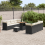 Set de Sofá de Jardín de 11 Piezas con Cojines Ratán Poliéster Negro Acacia by , Outdoor sofas - Ref: Foro24-3361460, Price: ...