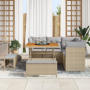 Juego de Sofás de Jardín de 8 Piezas con Cojines Beige de Ratán de Polietileno y Acacia | Foro24.es | Tu tienda online para hogar, jardín y más Foro24.es