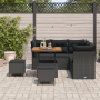 Juego de Sofá de Jardín de 8 Piezas con Cojines Ratán Poliéster Acacia Negro von , Outdoor-Sofas - Ref: Foro24-3361479, Preis...