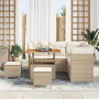Juego de Sofás de Jardín de 8 Piezas con Cojines en Ratán Pólimero Beige y Acacia | Foro24.es | Tu tienda online para hogar, jardín y más Foro24.es