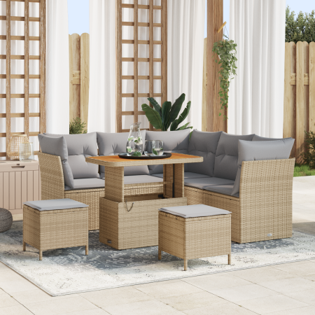 Juego de Sofá de Jardín de 8 Piezas con Cojines Beige Ratán Sintético | Foro24.es | Tu tienda online para hogar, jardín y más Foro24.es
