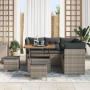 Juego de Sofás de Jardín de 8 Piezas con Cojines Gris Poliratán Acacia | Foro24.es | Tu tienda online para hogar, jardín y más Foro24.es