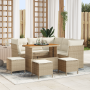 Juego de Sofás de Jardín de 9 piezas con Cojines Beige Ratán Poliéster Acacia | Foro24.es | Tu tienda online para hogar, jardín y más Foro24.es