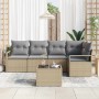 Conjunto de sofá de jardín 6 pcs Beige Poliratán
