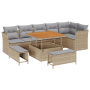 Juego de Sofá de Jardín de 9 Piezas con Cojines Beige Poliratán Acacia | Foro24.es | Tu tienda online para hogar, jardín y más Foro24.es
