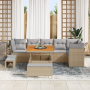 Juego de Sofá de Jardín de 9 Piezas con Cojines Beige Poliratán Acacia | Foro24.es | Tu tienda online para hogar, jardín y más Foro24.es
