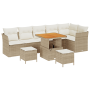 Juego de Sofá de Jardín de 9 Piezas con Cojines Beige Ratán Poliéster Acacia | Foro24.es | Tu tienda online para hogar, jardín y más Foro24.es