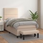 Cama box spring con colchón cuero sintético capuchino 90x200 cm