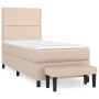 Cama box spring con colchón cuero sintético capuchino 90x200 cm