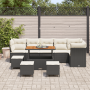 Conjunto de Sofás de Jardín de 10 Piezas con Cojines Ratán Poliéster Negro Acacia | Foro24.es | Tu tienda online para hogar, jardín y más Foro24.es